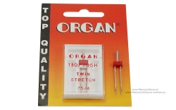 Igła podwójna ORGAN TWIN STRETCH rozmiar 75 rozstaw 4 mm