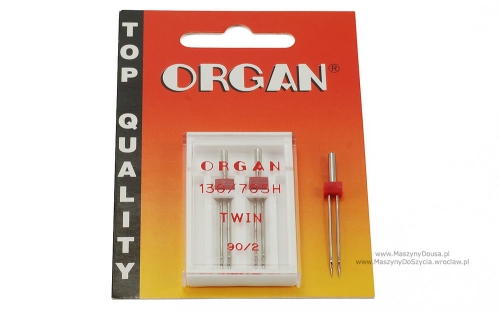 Igły podwójne ORGAN rozmiar 90 rozstaw 2 mm (2 szt.)