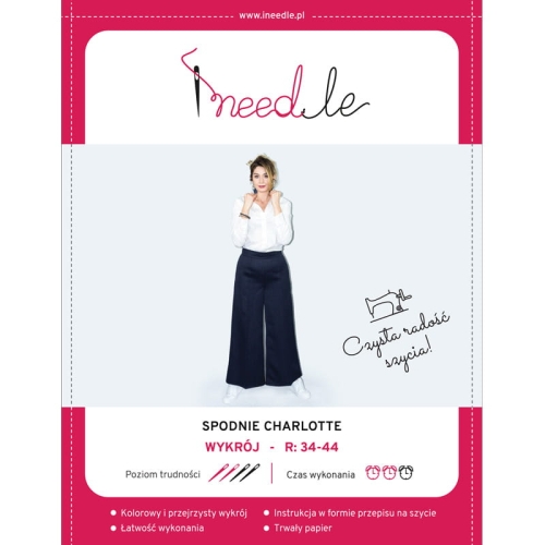 Wykrój CHARLOTTE - damskie spodnie z szerokimi nogawkami