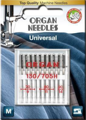 3107 Igły półpłaskie ORGAN uniwersalne MIX rozmiary 70, 80, 90 (10 szt.)
