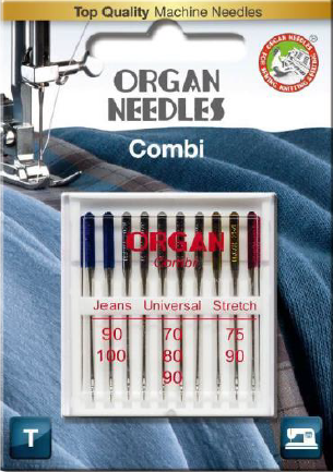 3158 Igły półpłaskie ORGAN COMBI 10 sztuk do różnych materiałów