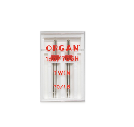 Igły podwójne półpłaskie ORGAN rozmiar 70 rozstaw 1.6 mm (2 szt.)