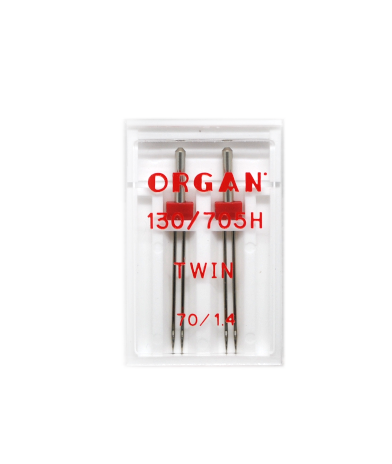 Igły podwójne półpłaskie ORGAN rozmiar 70, rozstaw 1.4 mm (2 szt.)