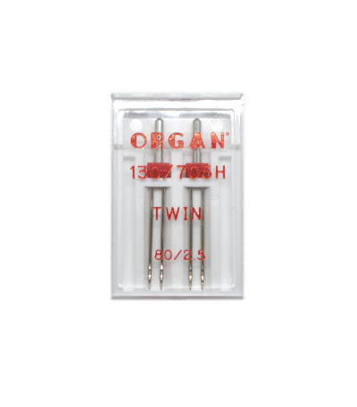 Igły podwójne półpłaskie ORGAN rozmiar 80, rozstaw 2.5 mm (2 szt.)