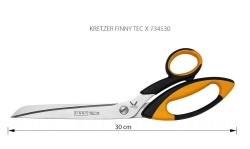 KRETZER FINNY TEC X 734530 Nożyczki krawieckie do trudnych materiałów 30 cm jednostronnie ząbkowane ostrze
