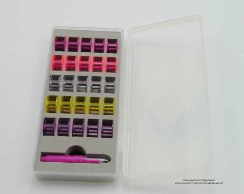206 - Komplet 25 kolorowych szpulek w opakowaniu