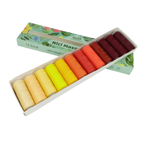 Zestaw 12 nici do maszyny do szycia - 200m/szt. - różne zestawy