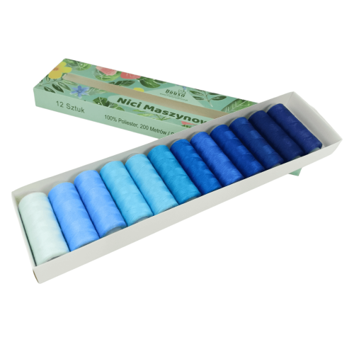 Zestaw 12 nici do maszyny do szycia - 200m/szt. - różne zestawy