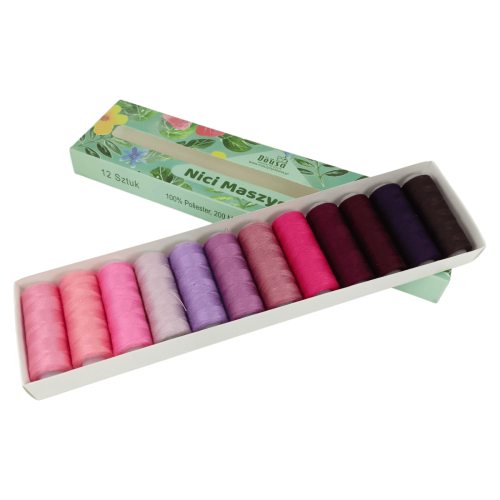 Zestaw 12 nici do maszyny do szycia - 200m/szt. - różne zestawy