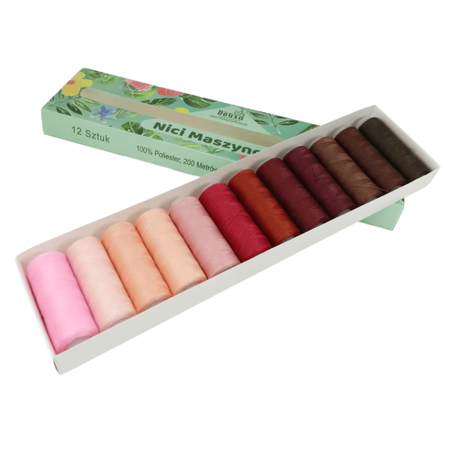Zestaw 12 nici do maszyny do szycia - 200m/szt. - różne zestawy