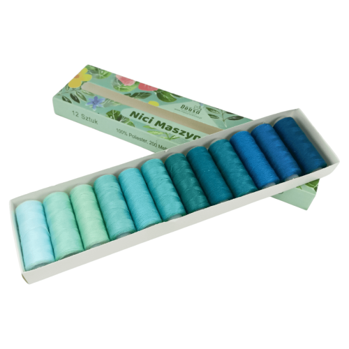 Zestaw 12 nici do maszyny do szycia - 200m/szt. - różne zestawy