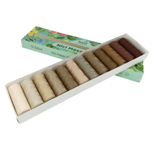 Zestaw 12 nici do maszyny do szycia - 200m/szt. - różne zestawy