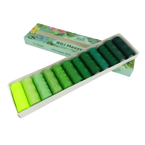 Zestaw 12 nici do maszyny do szycia - 200m/szt. - różne zestawy