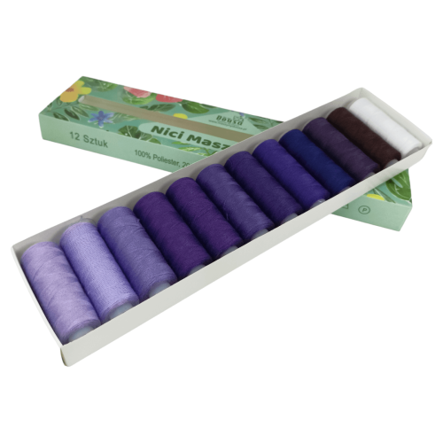Zestaw 12 nici do maszyny do szycia - 200m/szt. - różne zestawy