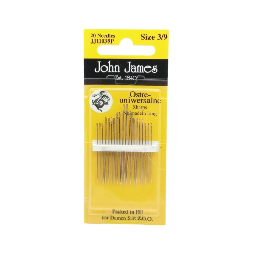 Igły do szycia ręcznego ostre uniwersalne 20 szt. John James 3/9 (JJ11039P)
