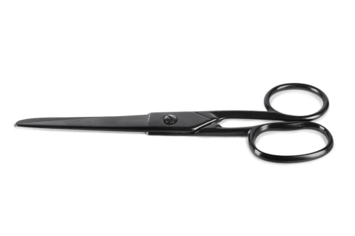 Nożyce krawieckie metalowe 17,2 cm czarne z dużym uchem