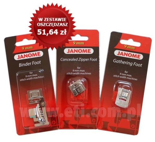 957 Zestaw 3 stopek do maszyn Janome 9 mm (nr 7)