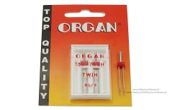 Igły podwójne ORGAN rozmiar 80 rozstaw 3 mm (2 szt.)