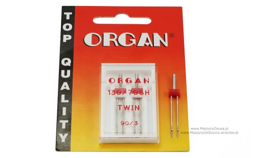 Igły podwójne ORGAN rozmiar 90 rozstaw 3 mm (2 szt.)