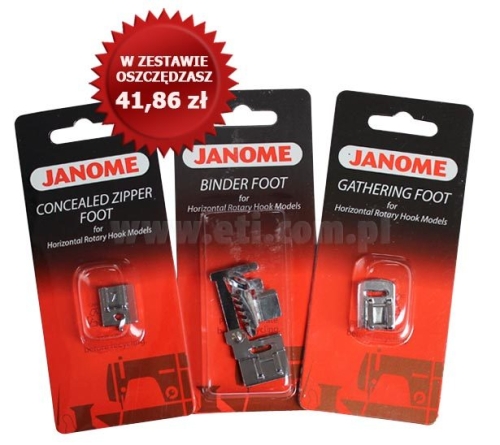 Zestaw 3 stopek do maszyn Janome i Elna 7mm