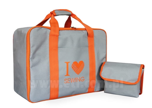 Torba na maszyny do szycia I love sewing pomarańczowo-szara