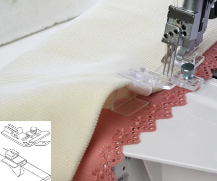 Prowadnik do naszywania koronki do coverloków Janome i Elna